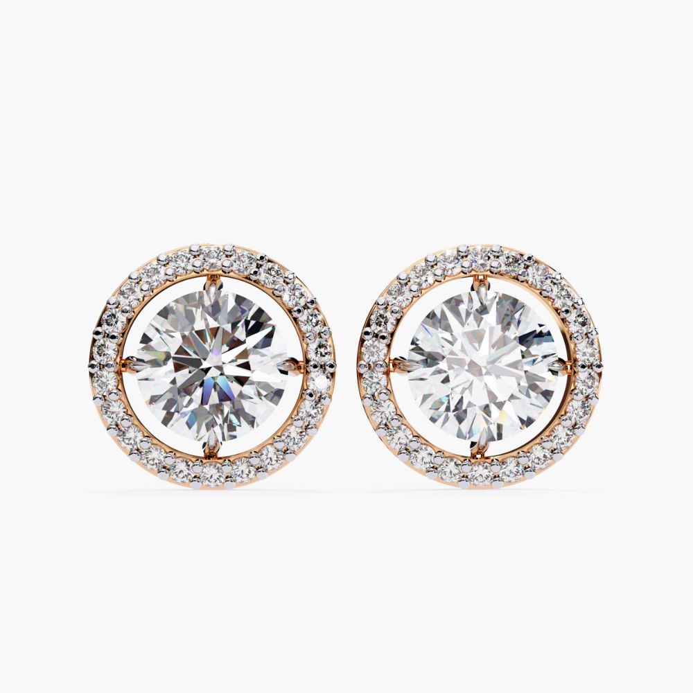 Lab Grown Diamond Cluster Stud Earrings | 14K Gold