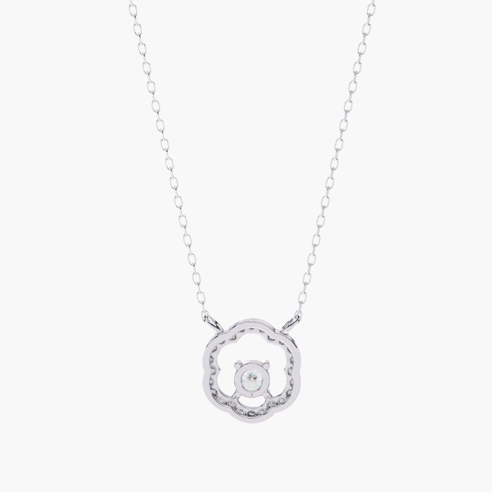 Minimalist Round Natural Diamond Flower Pendant | 14K Gold