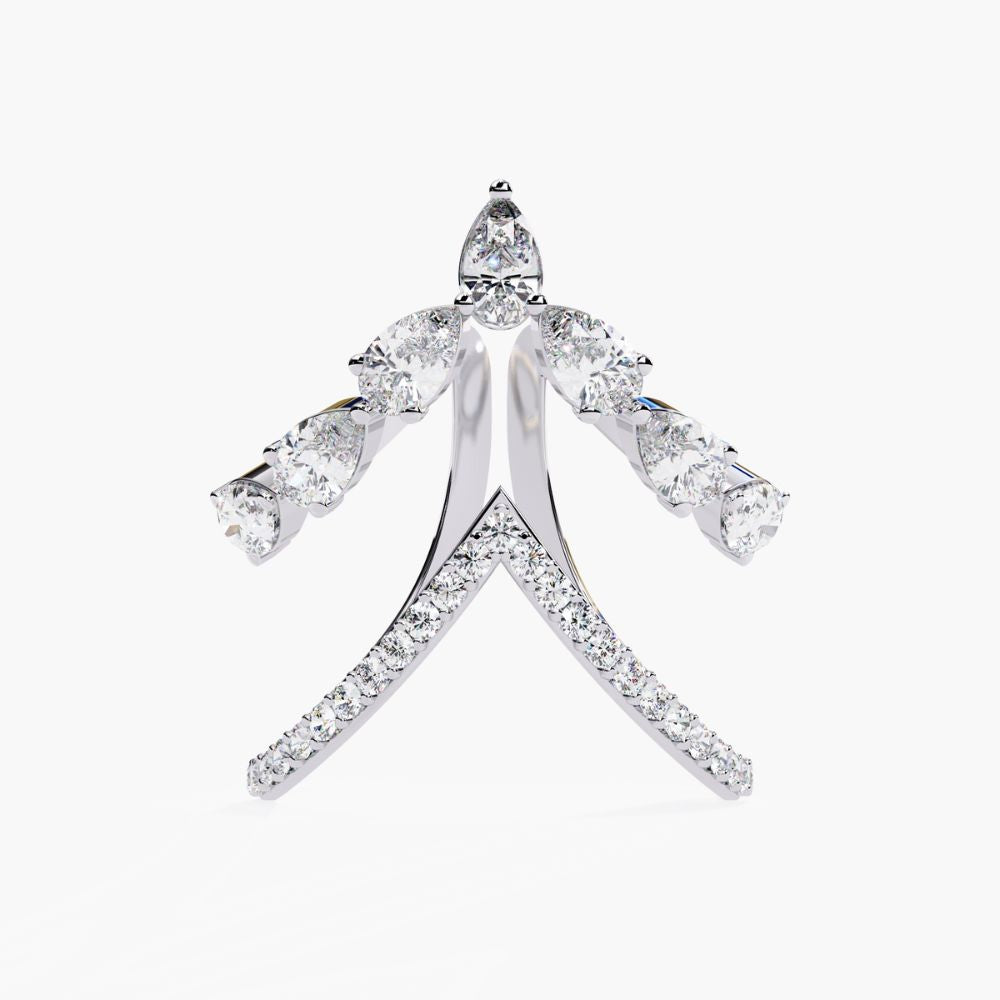 Chevron Double V Design Ring | Lab Grown Diamonds | 14K Gold