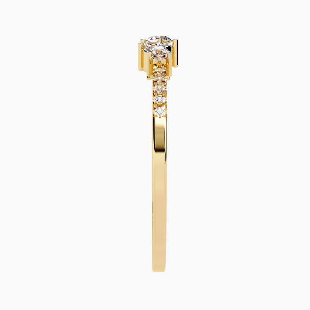 Unique Curved Cluster Ring | Lab Grown Diamonds | 14K Gold