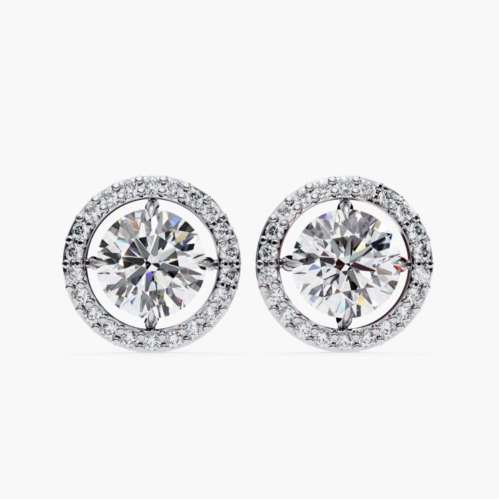 Lab Grown Diamond Cluster Stud Earrings | 14K Gold