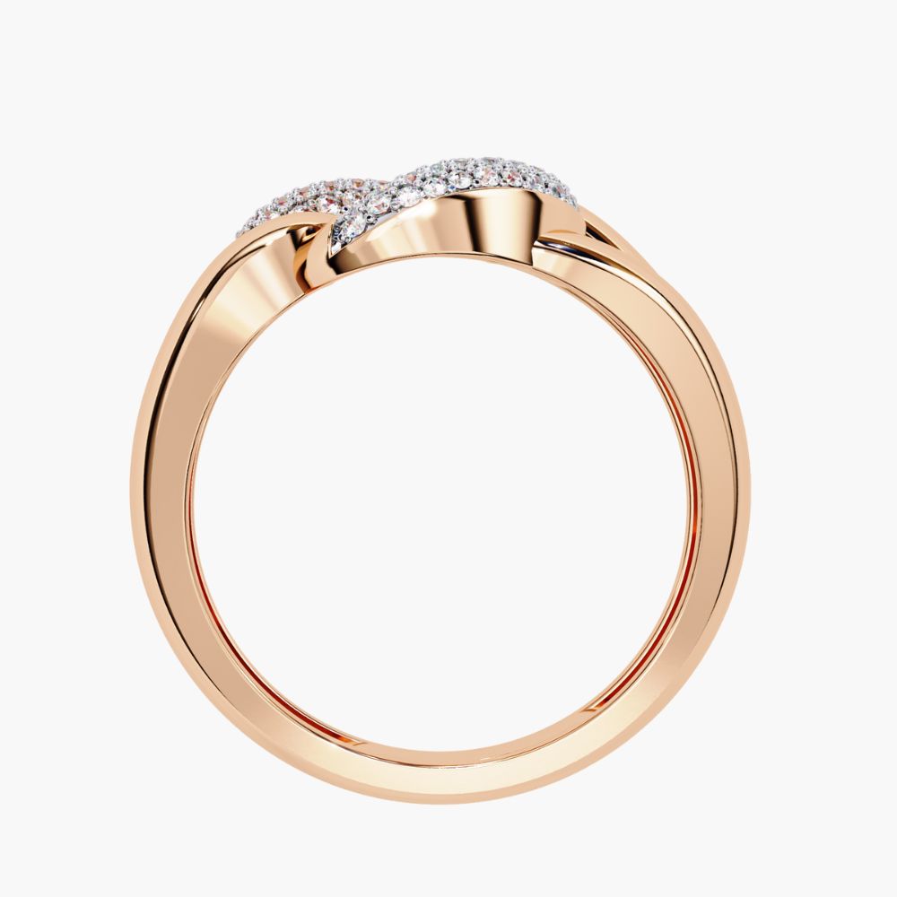 Chain-Link Split Shank Design Ring | Natural Diamond | 14K Gold