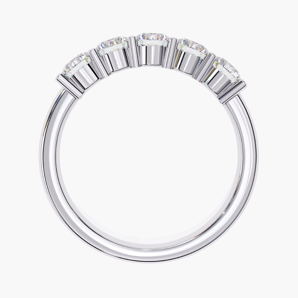 Round Cut Lab Grown Diamond Ring | Half Eternity Band | 14K Gold