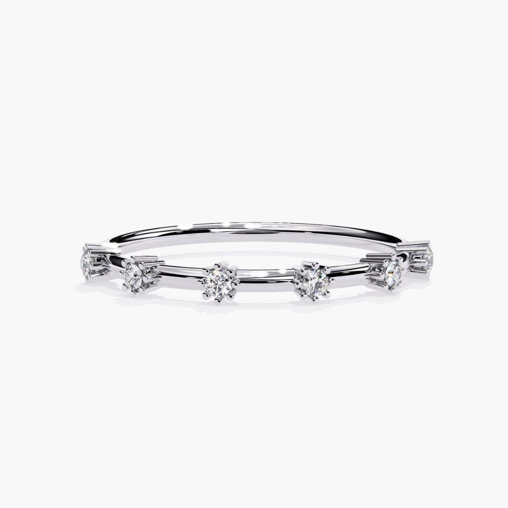 Dainty Natural Diamond Wedding Band | 14K Gold