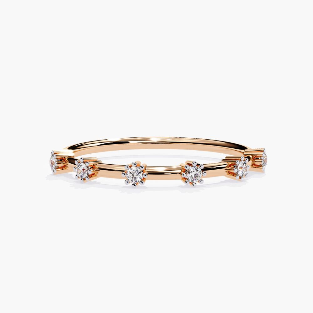 Dainty Natural Diamond Wedding Band | 14K Gold