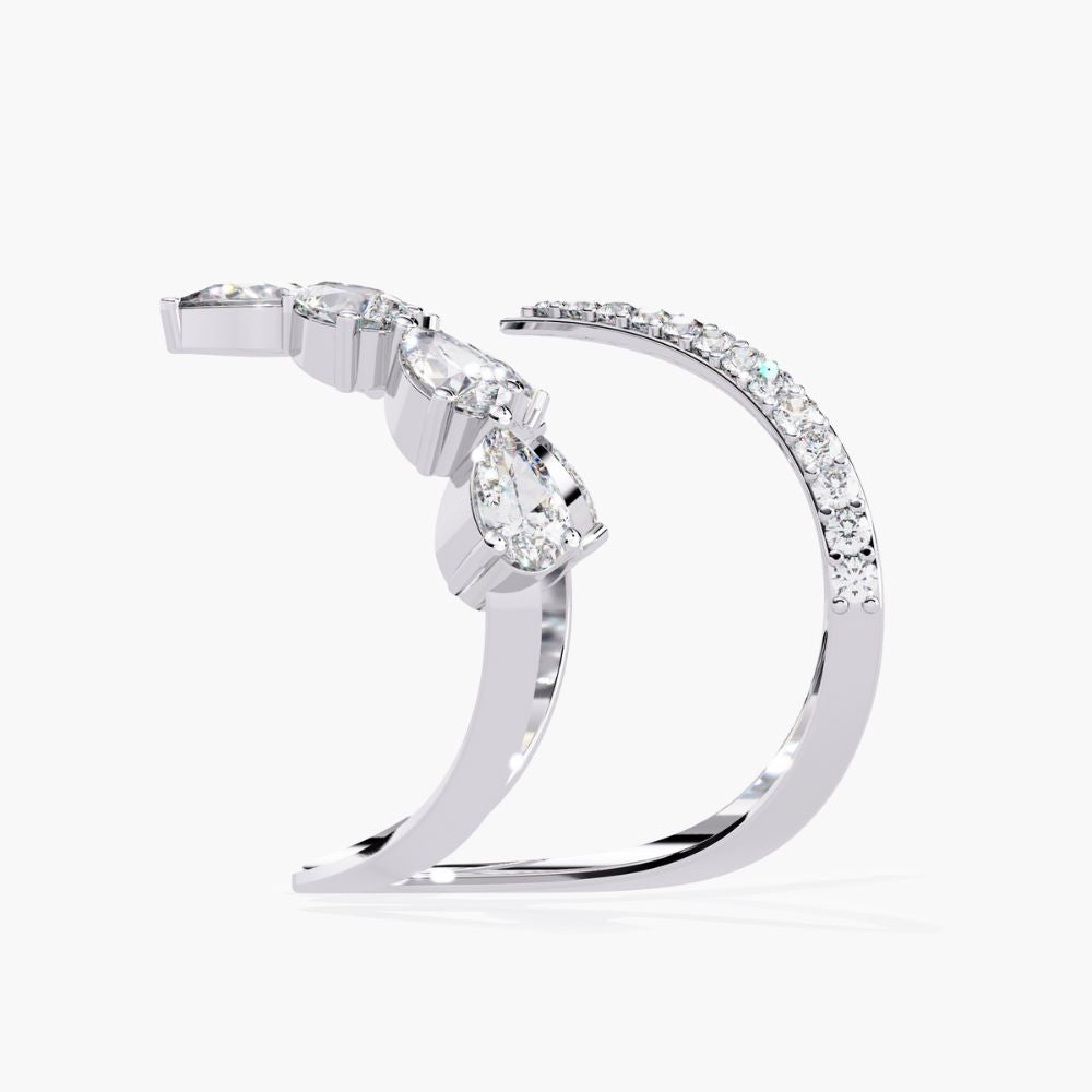 Chevron Double V Design Ring | Lab Grown Diamonds | 14K Gold