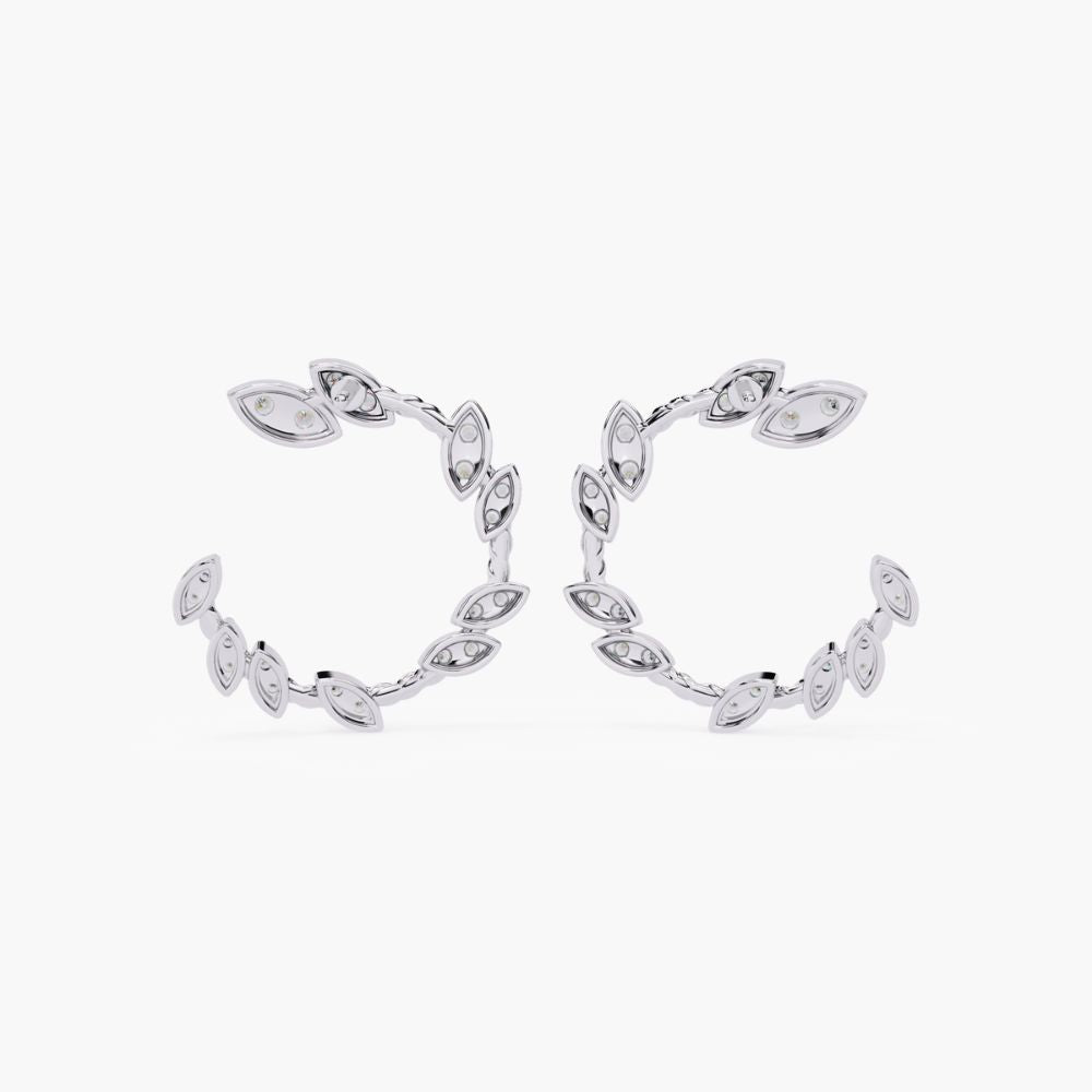 Marquise Cut Open Hoop Earrings | Lab Grown Diamond | 14K Gold
