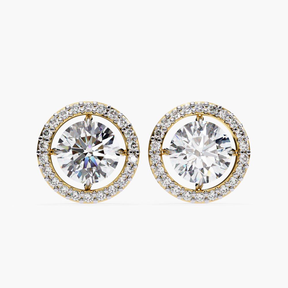 Lab Grown Diamond Cluster Stud Earrings | 14K Gold