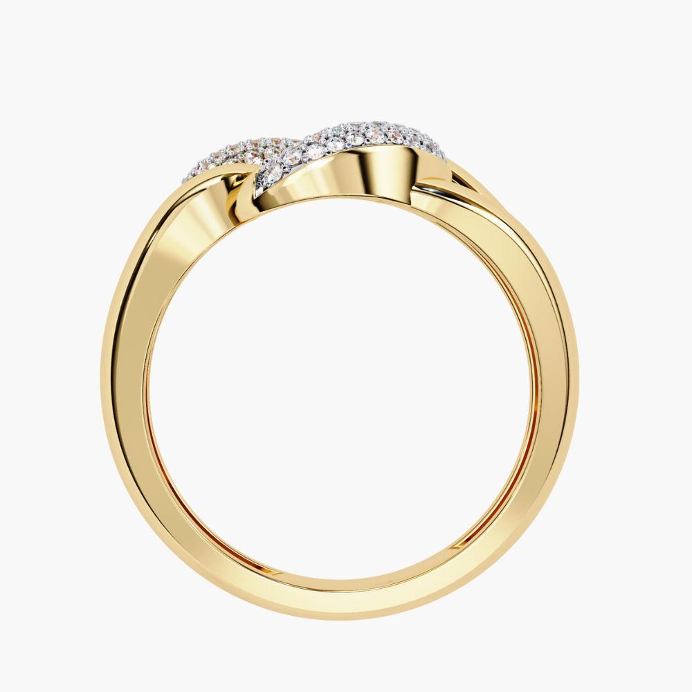 Chain-Link Split Shank Design Ring | Natural Diamond | 14K Gold