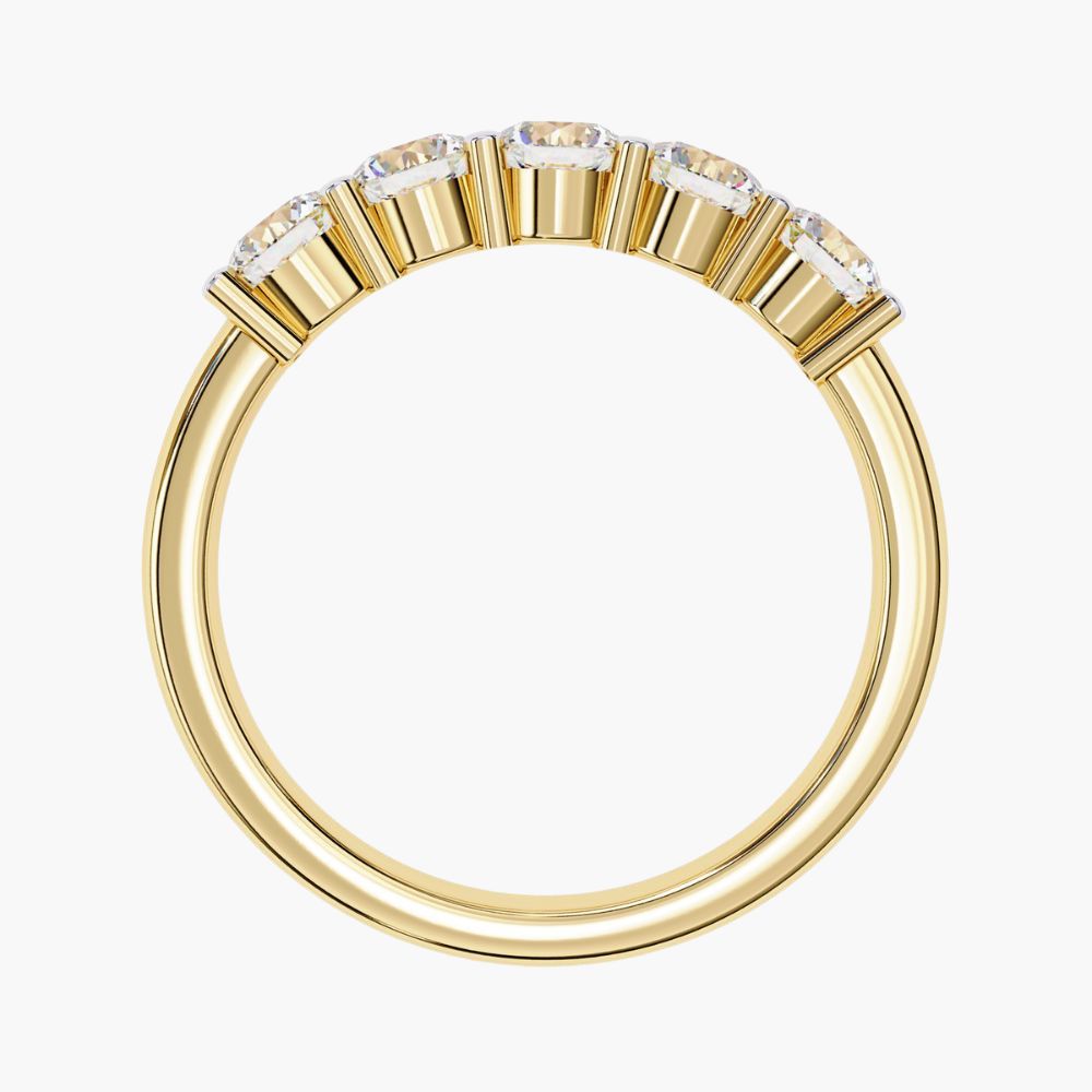 Round Cut Lab Grown Diamond Ring | Half Eternity Band | 14K Gold
