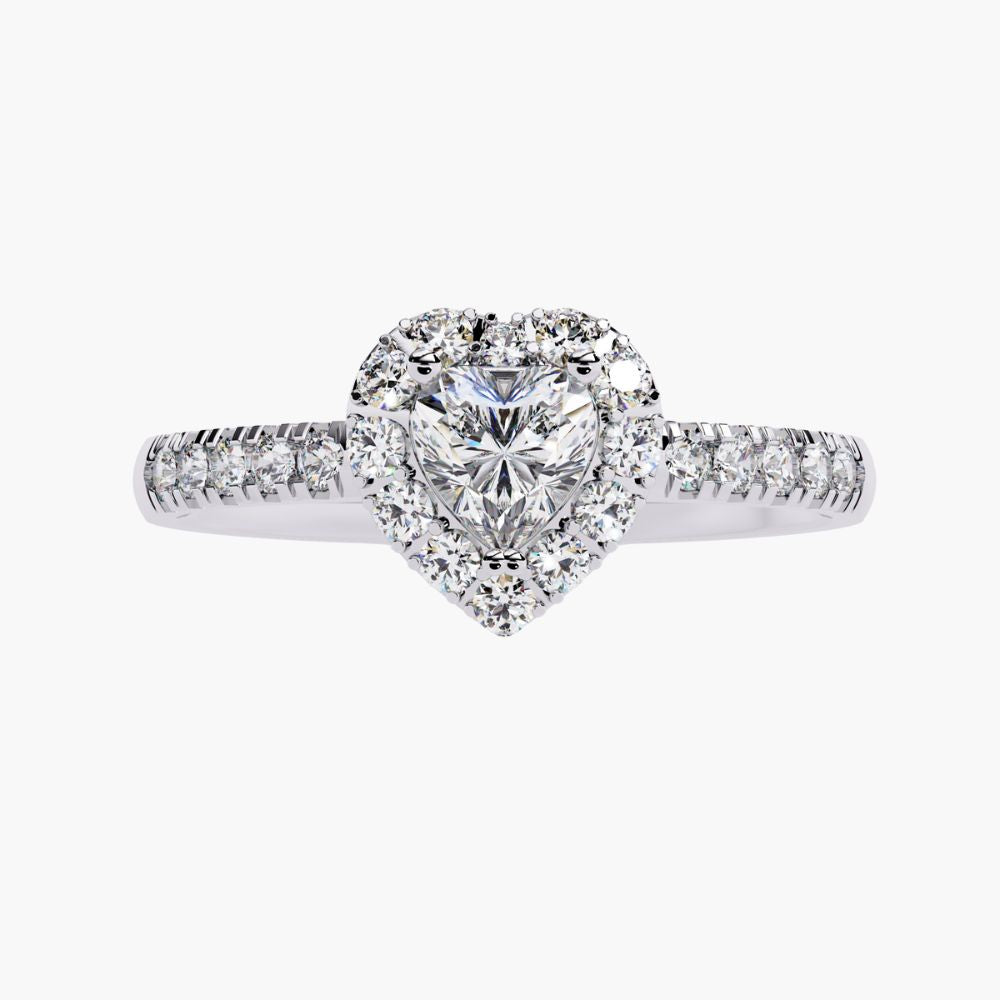 Heart Shape Halo Ring | Natural Diamond | 14K Gold