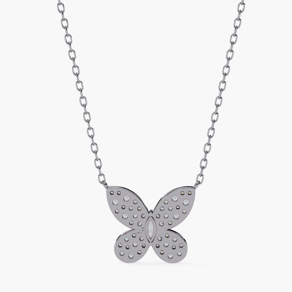 Butterfly Natural Diamond Pendant Necklace | 14K Gold