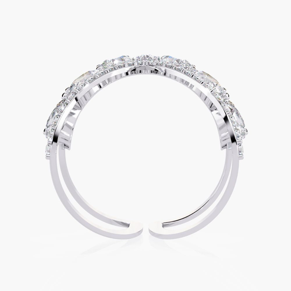 Chevron Double V Design Ring | Lab Grown Diamonds | 14K Gold