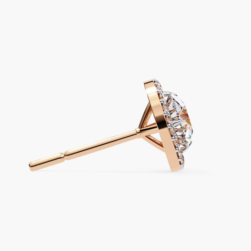 Lab Grown Diamond Cluster Stud Earrings | 14K Gold
