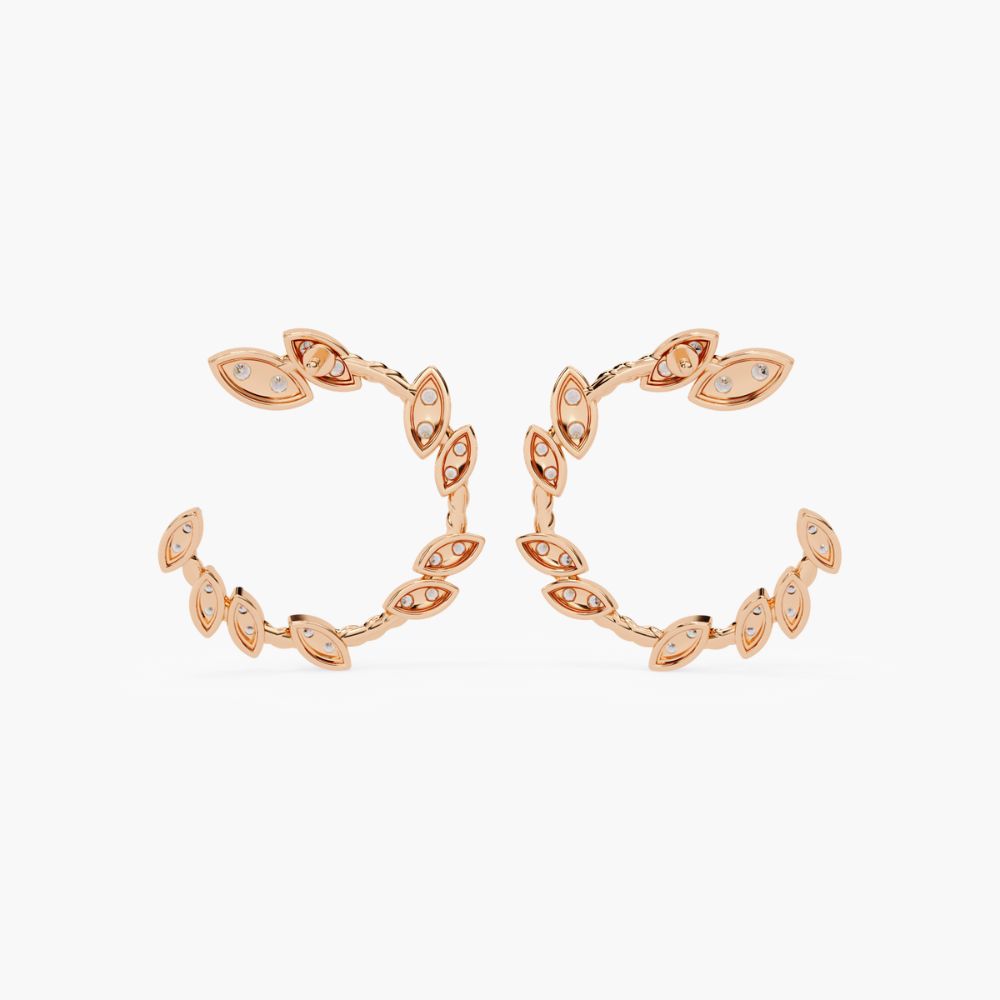 Marquise Cut Open Hoop Earrings | Lab Grown Diamond | 14K Gold