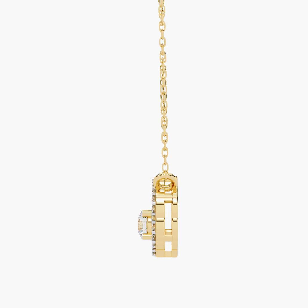 Minimalist Round Natural Diamond Flower Pendant | 14K Gold