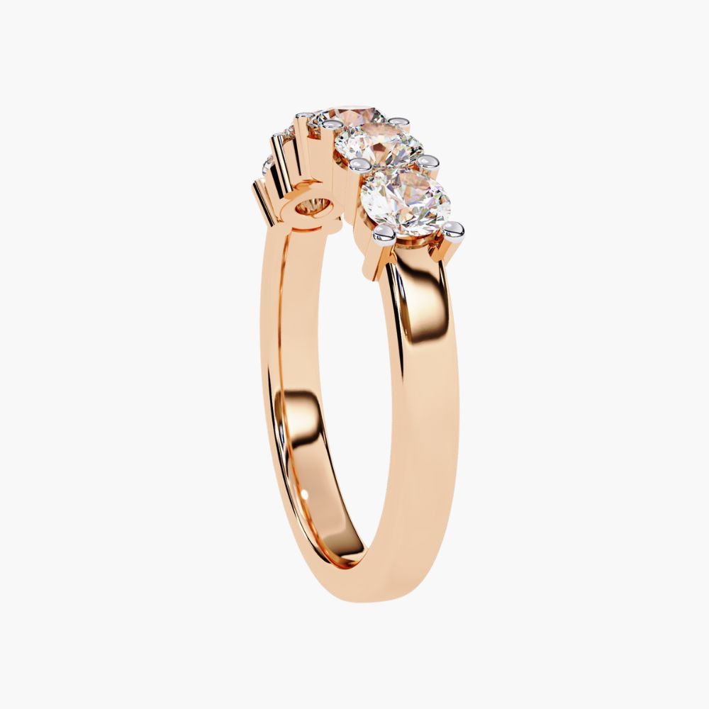 Round Cut Lab Grown Diamond Ring | Half Eternity Band | 14K Gold
