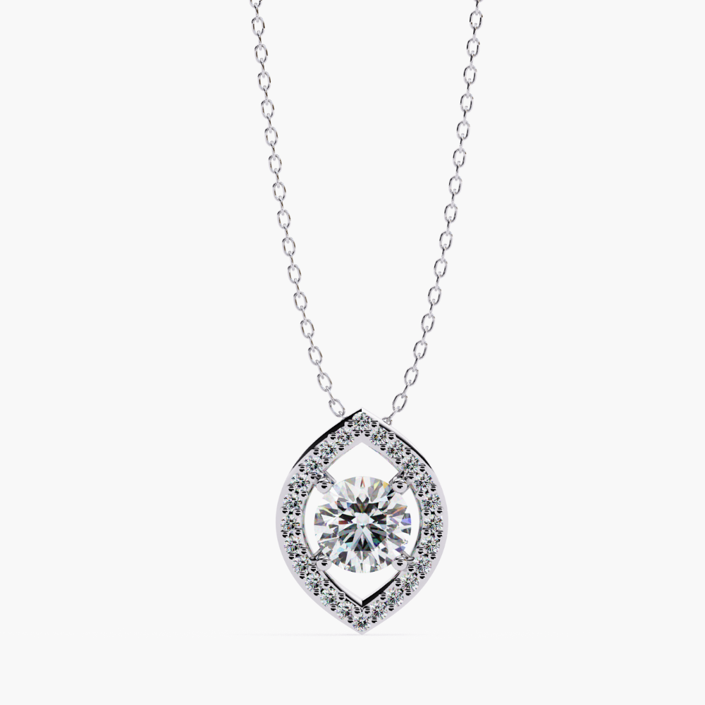 Delicate Oval Solitaire Lab Grown Diamond Necklace | 14K Gold