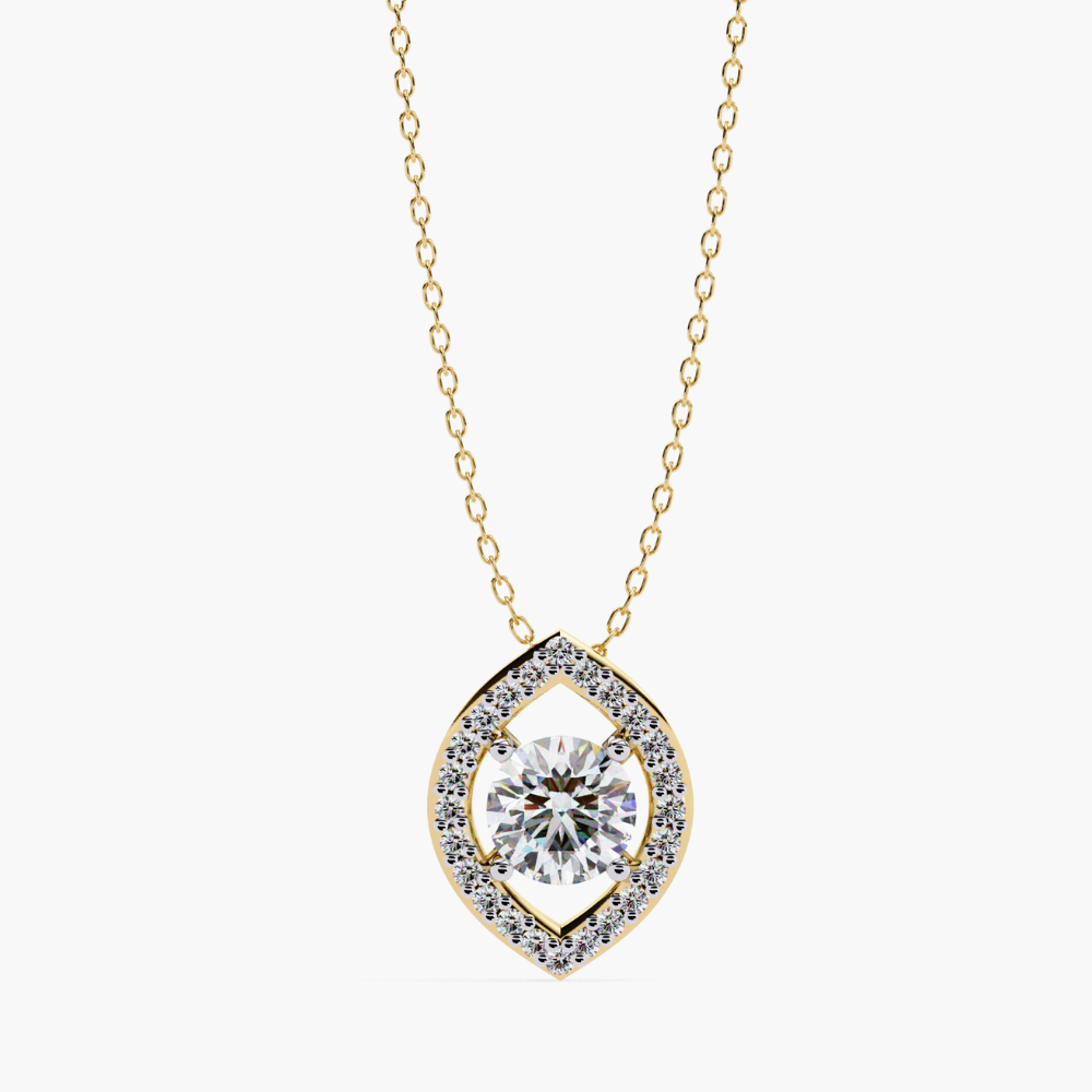 Delicate Oval Solitaire Lab Grown Diamond Necklace | 14K Gold
