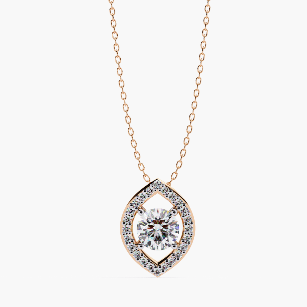 Delicate Oval Solitaire Lab Grown Diamond Necklace | 14K Gold
