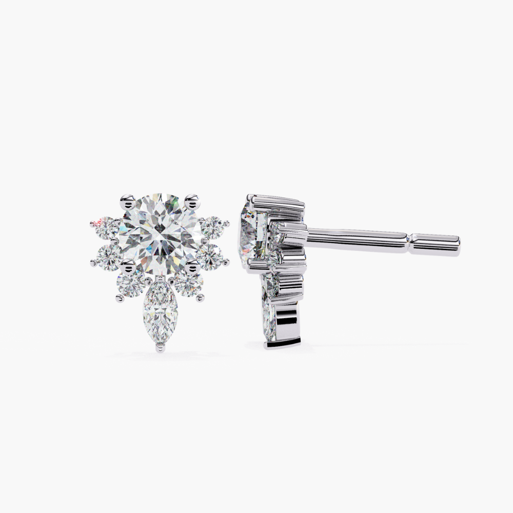 Lab Grown Diamond Snowflake Stud Earrings | 14K Gold