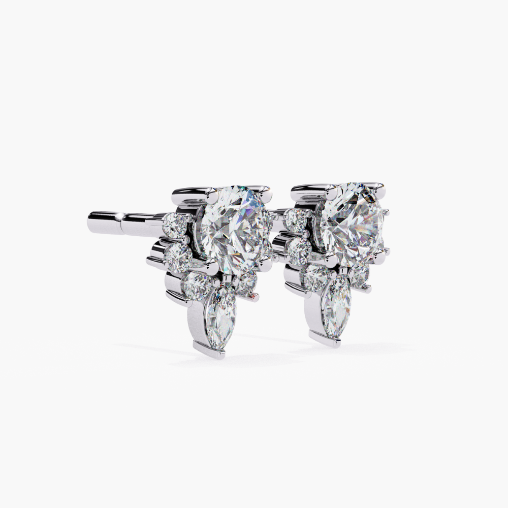 Lab Grown Diamond Snowflake Stud Earrings | 14K Gold