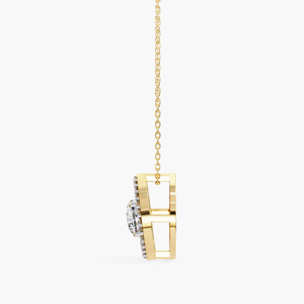 Delicate Oval Solitaire Lab Grown Diamond Necklace | 14K Gold