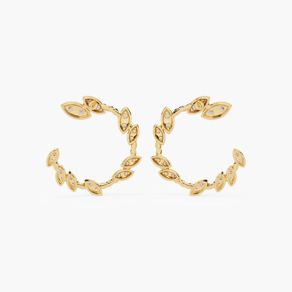 Marquise Cut Open Hoop Earrings | Lab Grown Diamond | 14K Gold
