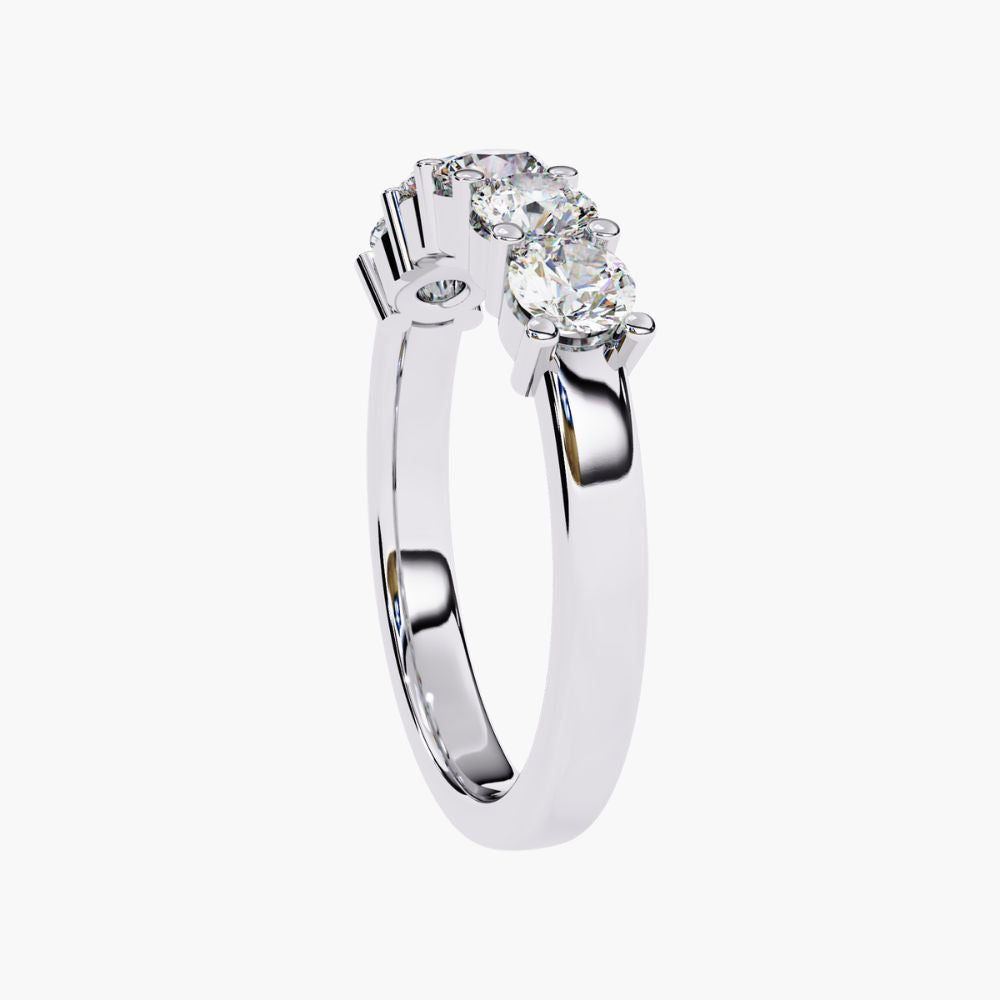Round Cut Lab Grown Diamond Ring | Half Eternity Band | 14K Gold