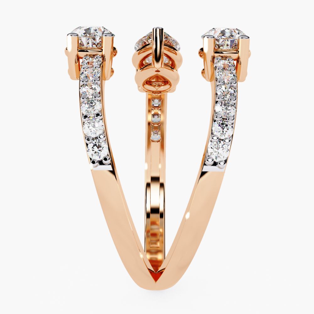 Open Twist Design Ring | Lab Grown Diamonds | 14K Gold
