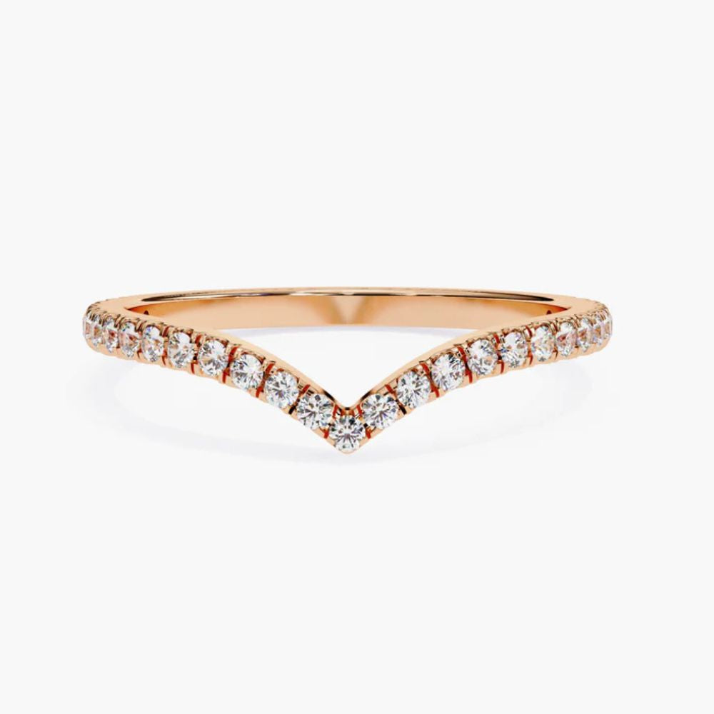 V Shaped Lab Grown Diamond Ring | 14K Gold Crown Ring