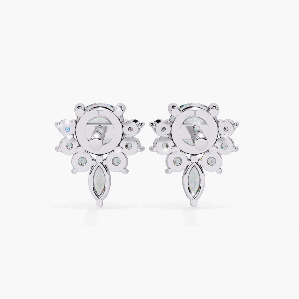 Lab Grown Diamond Snowflake Stud Earrings | 14K Gold