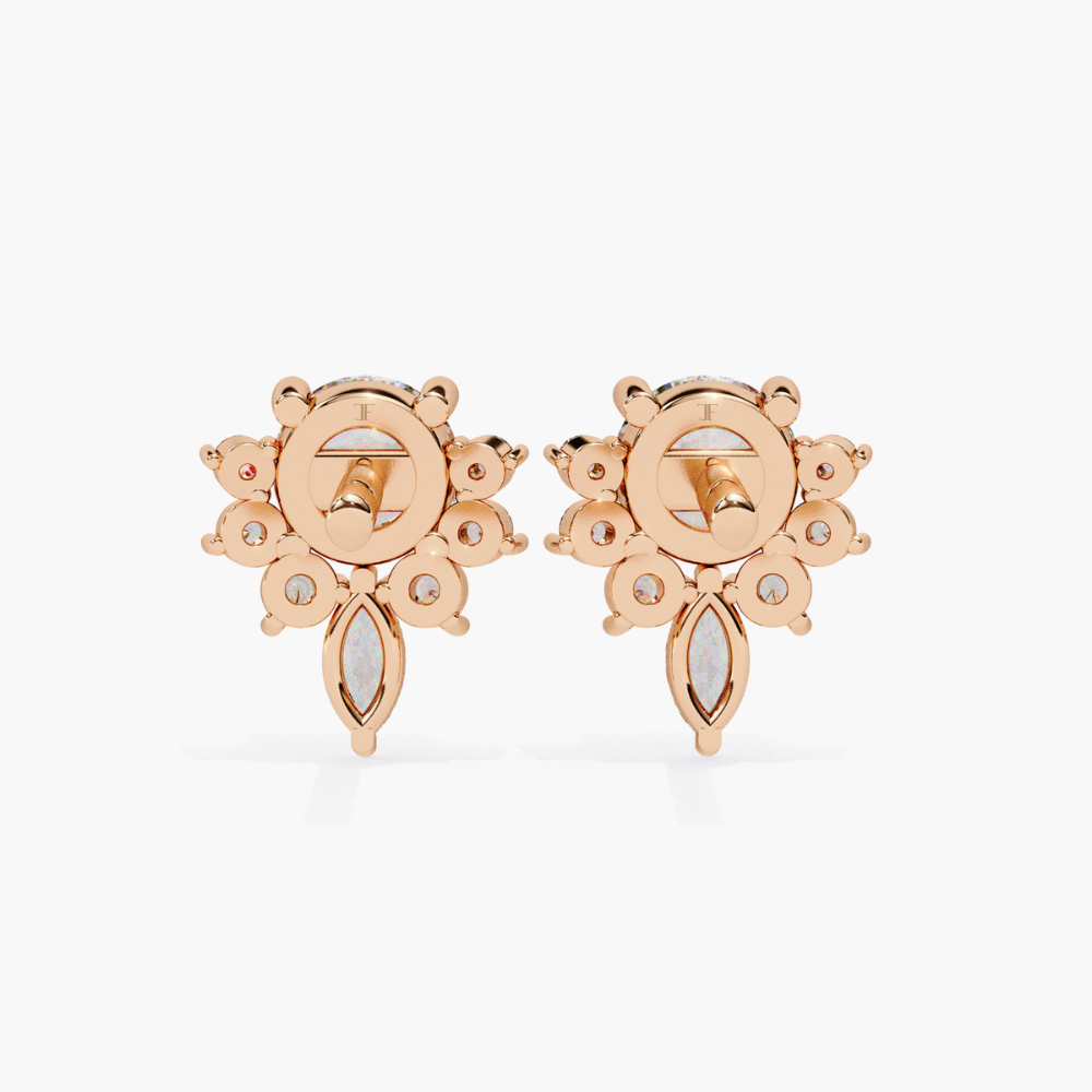Lab Grown Diamond Snowflake Stud Earrings | 14K Gold