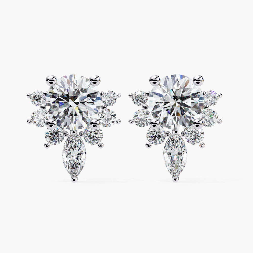 Lab Grown Diamond Snowflake Stud Earrings | 14K Gold