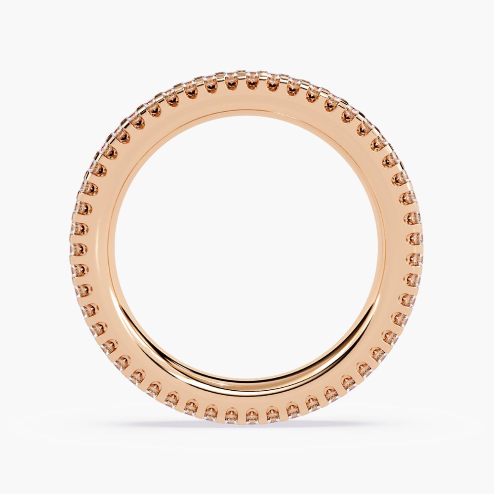 3-Row Pave Lab Grown Diamond Wedding Band | 14K Gold