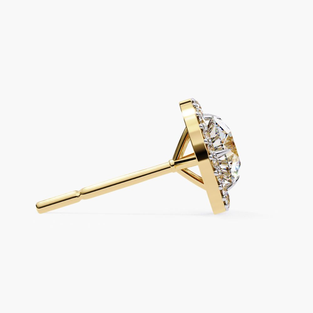 Lab Grown Diamond Cluster Stud Earrings | 14K Gold