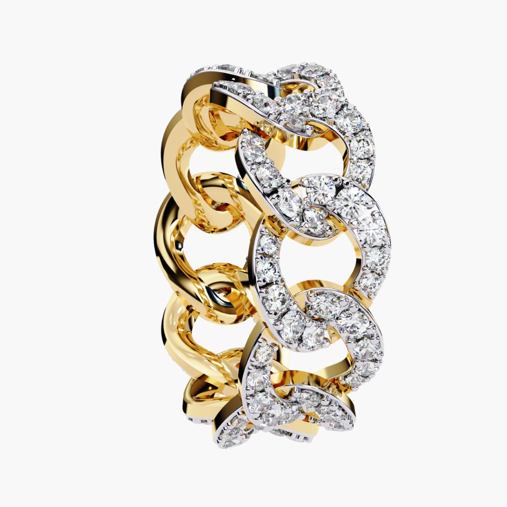 Chain Link Diamond Eternity Ring | Natural Diamond | 14K Gold