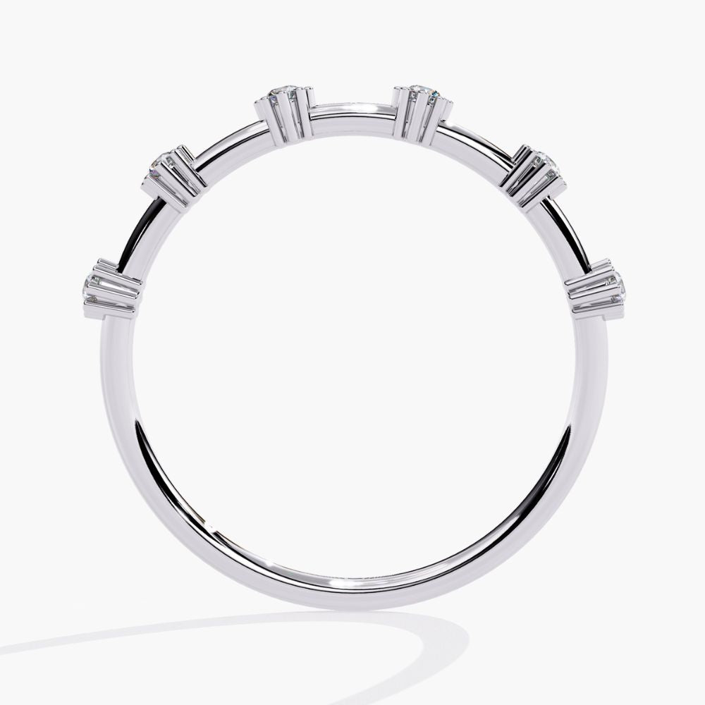 Dainty Natural Diamond Wedding Band | 14K Gold