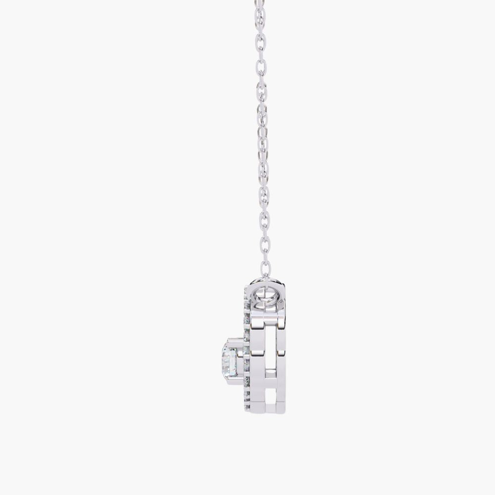 Minimalist Round Natural Diamond Flower Pendant | 14K Gold