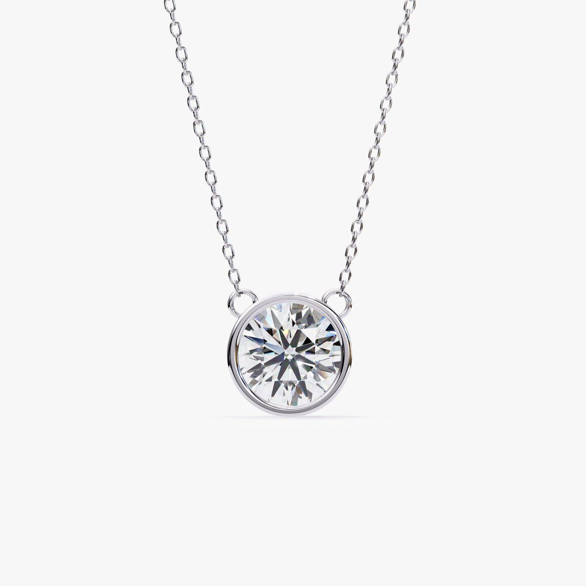 14K Gold Round Lab Grown Diamond Solitaire Pendant Necklace, 0.50 CT - 2 CT, 16-18 Inch
