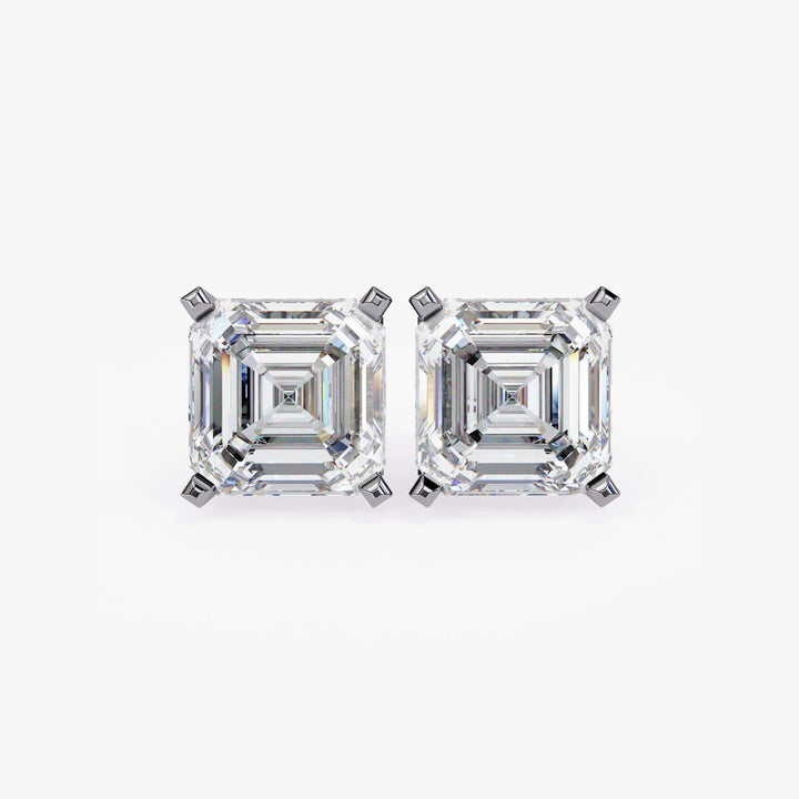 Asscher Cut Lab Grown Diamond 14K Gold Stud Earrings Diamond Solitaire Studs Gift for Her Minimalist Studs Dainty Bridal Earrings