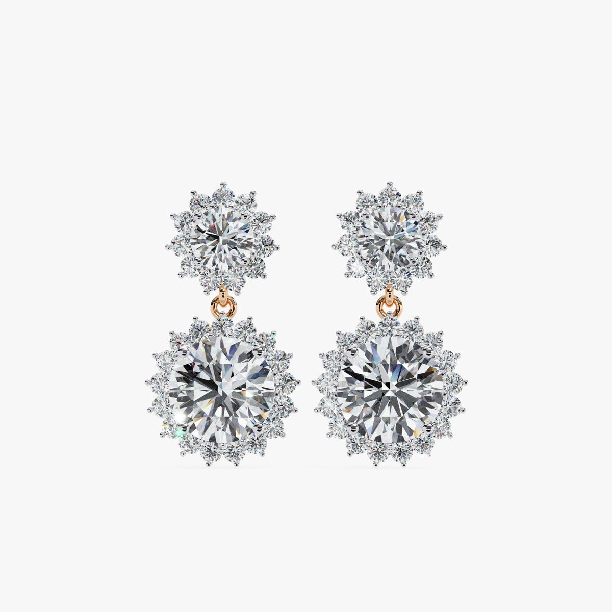 14K Gold Lab Grown Diamond Halo Dangle Earrings, 1.25 CTW, 13mm