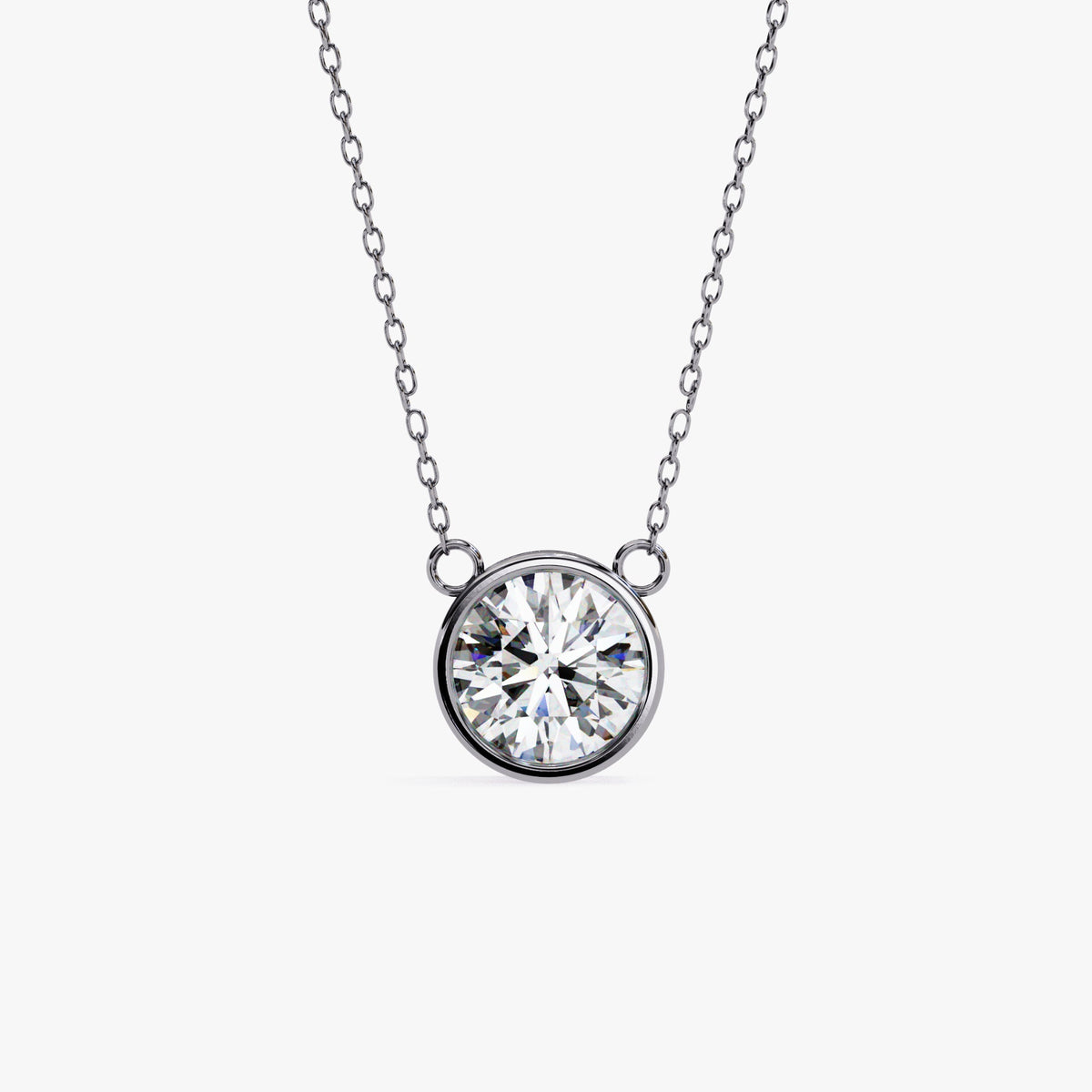 14K Gold Round Lab Grown Diamond Solitaire Pendant Necklace, 0.50 CT - 2 CT, 16-18 Inch