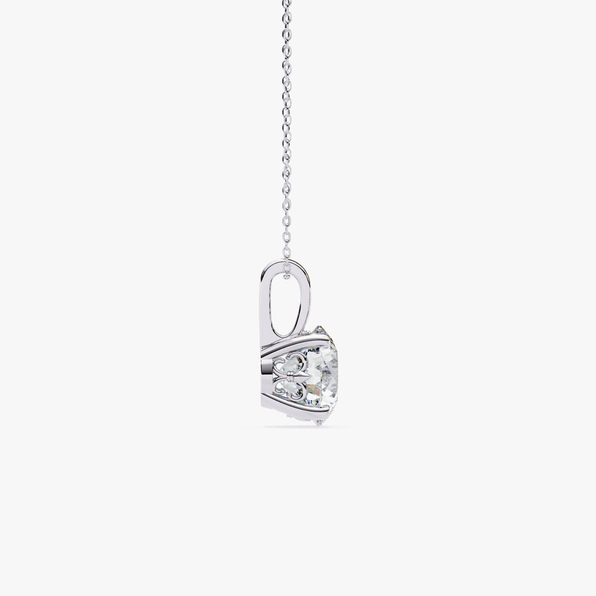 14K Gold Round Lab Grown Diamond Solitaire Necklace, 0.50 CTW - 2 CTW, 16-18 Inch