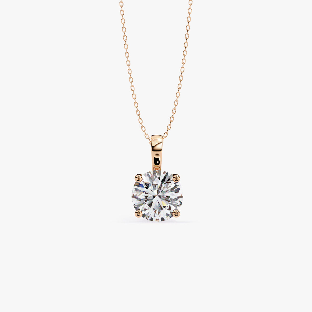 14K Gold Round Natural Diamond Solitaire Necklace, 0.50 CTW, 16-18 Inch