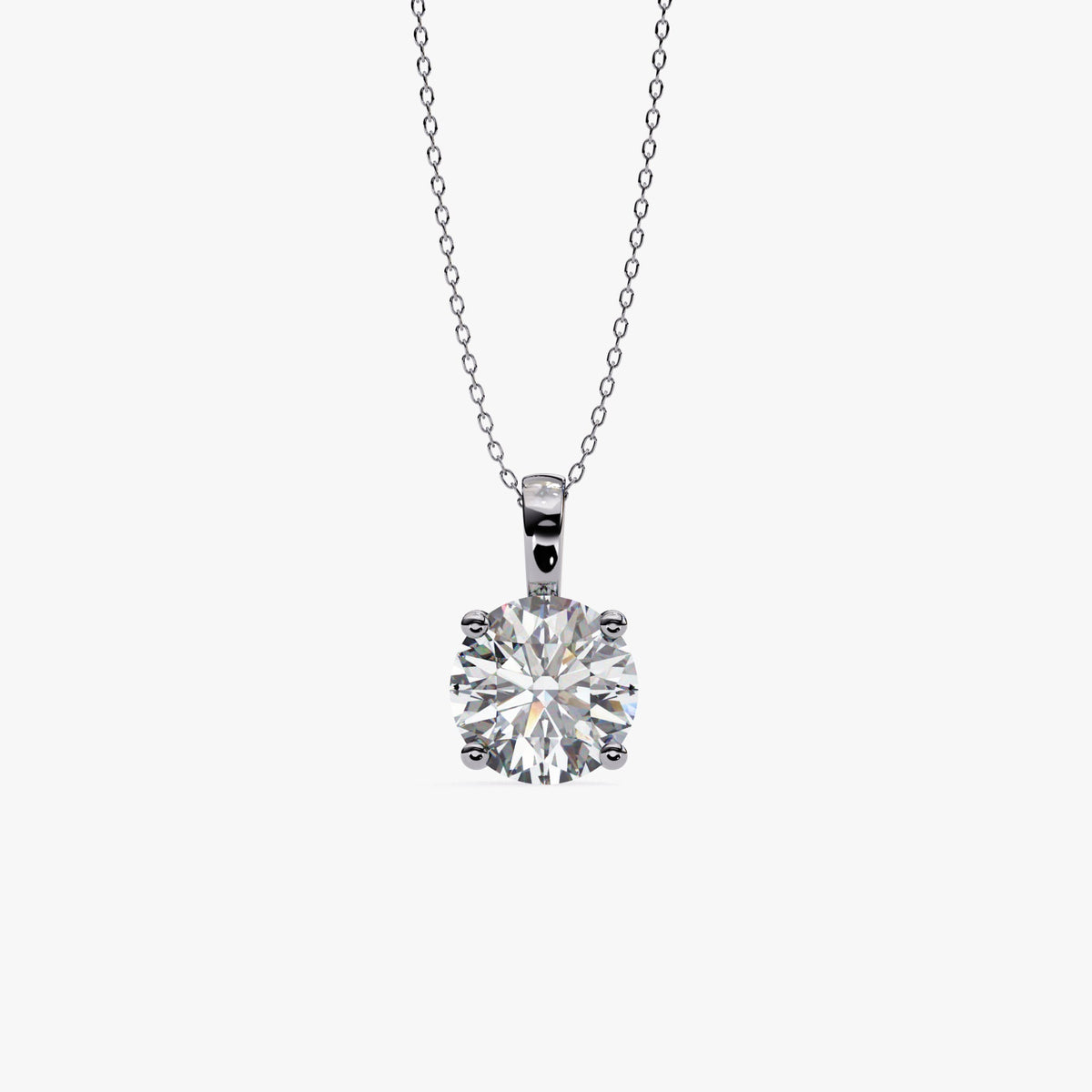 14K Gold Round Lab Grown Diamond Solitaire Necklace, 0.50 CTW - 2 CTW, 16-18 Inch
