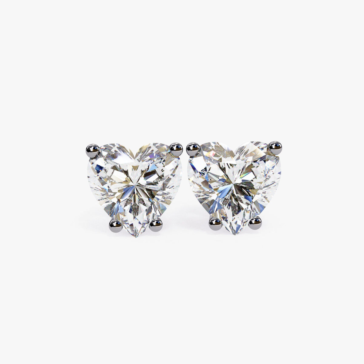 14K Solid Gold Heart Diamond Stud Earrings (0.50 - 1 ctw)