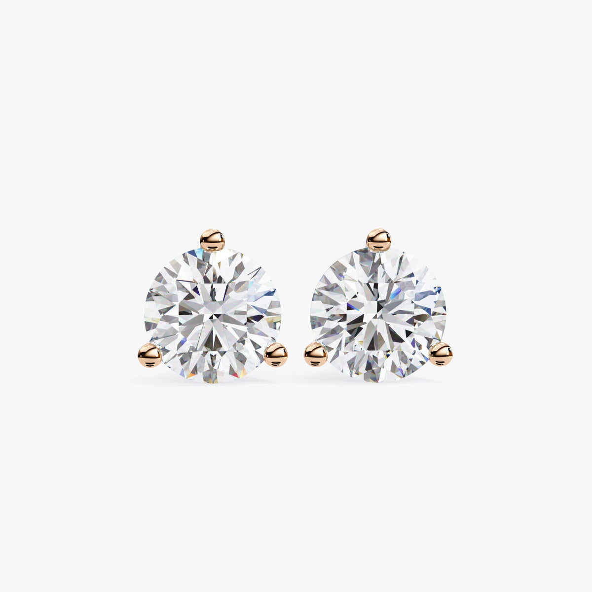 1 Ct Diamond Earrings, 14Kt Gold Natural Diamond Earrings, Gold Diamond Earrings, 3 Prong Diamond Studs