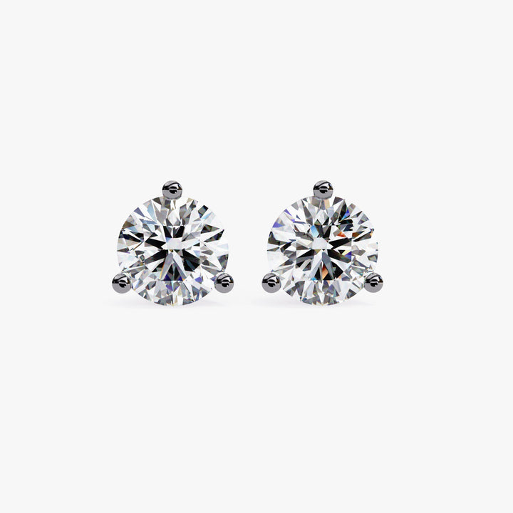 14Kt Gold 1 Ct Lab Grown Diamond Stud Earrings: Martini Setting