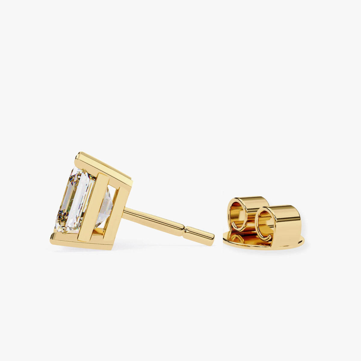 Asscher Cut Diamond Stud Earrings Natural Diamond Solitaire Studs 14K Solid Gold Gift for Her Minimalist Studs Dainty Bridal Earrings